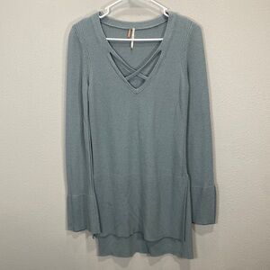 Free people‎ sweater tunic blue gray
